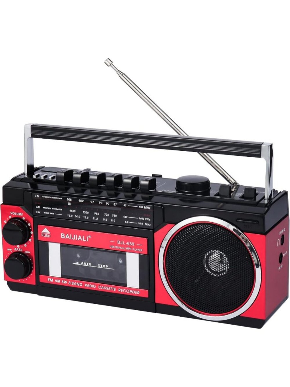 Portable Cassette Player with AM/FM/SW Radio & Bluetooth - Retro Music